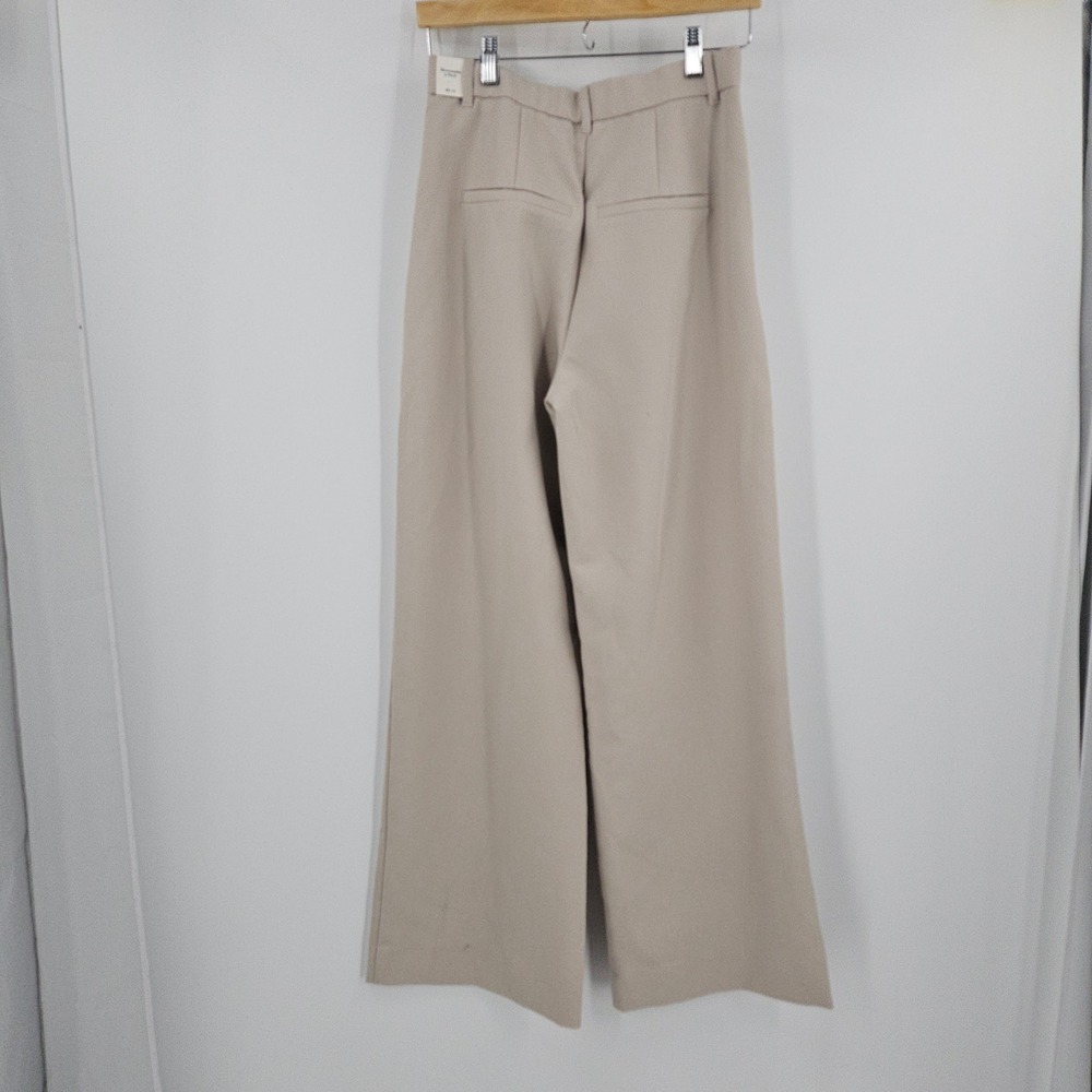 Abercrombie & Fitch Wide Leg Pants Beige High Rise Pleated Tailored NWT Size 28 - Picture 6 of 11